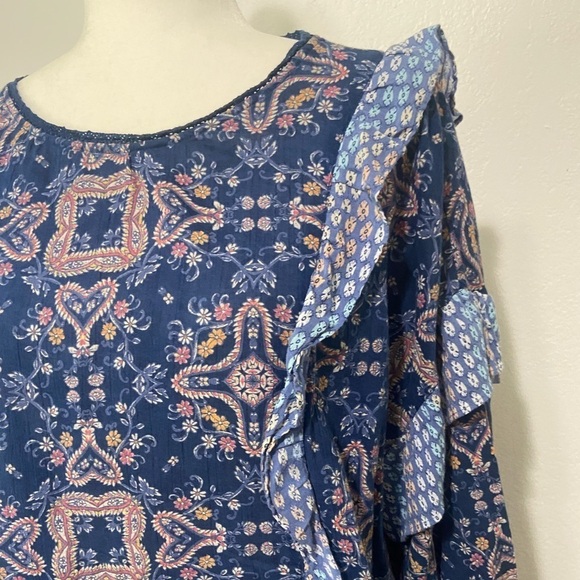 True Craft women's XL boho peasant style blouse with ruffle detail EUC - Picture 4 of 8